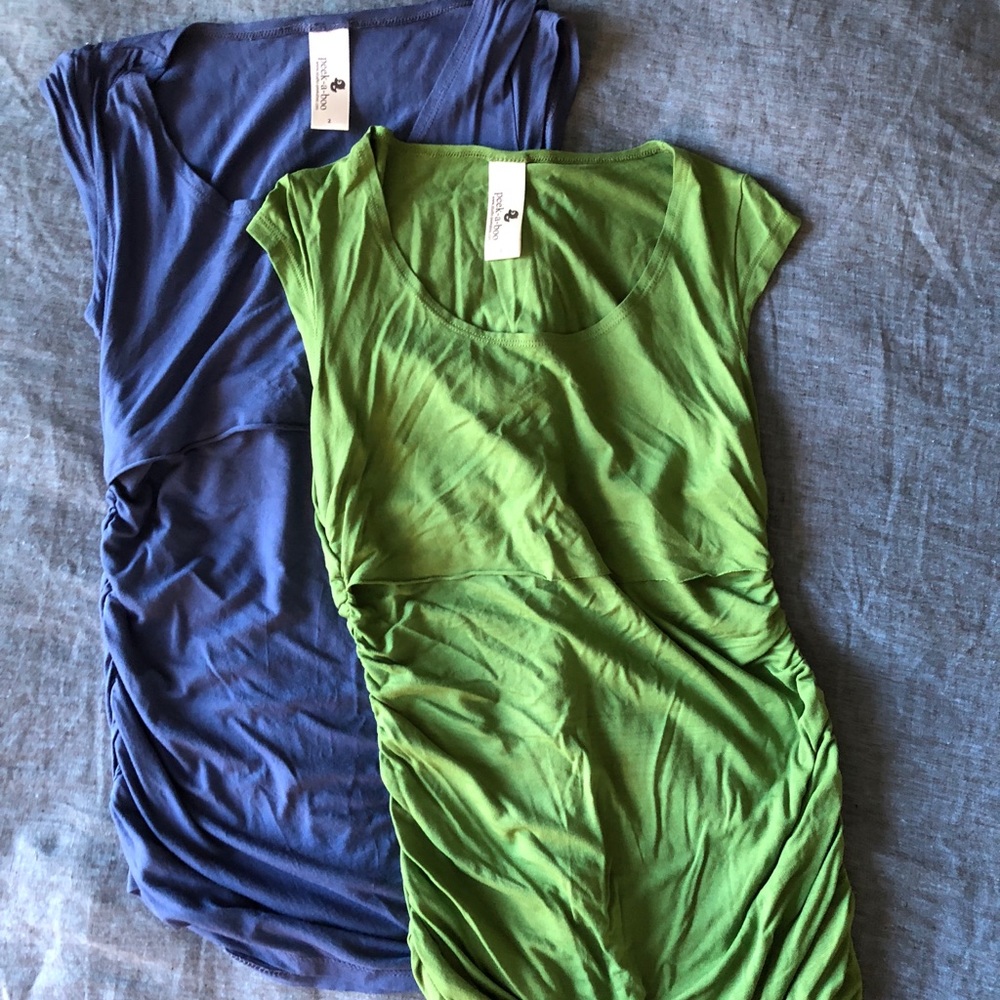 Peek-A-Boo Cap sleeve maternity/nursing top